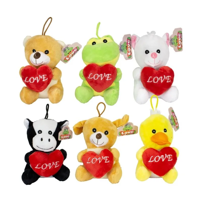 Teddies Zvieratko plyšové so srdcom 8x14cm 6 druhov 0m+