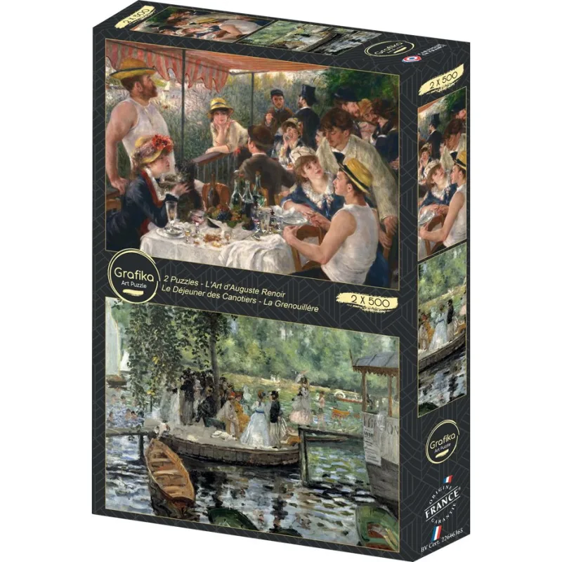 Puzzle Grafika 2x500 dielikov Umenie Augusta Renoira: Raňajky veslárov – La Grenouillère