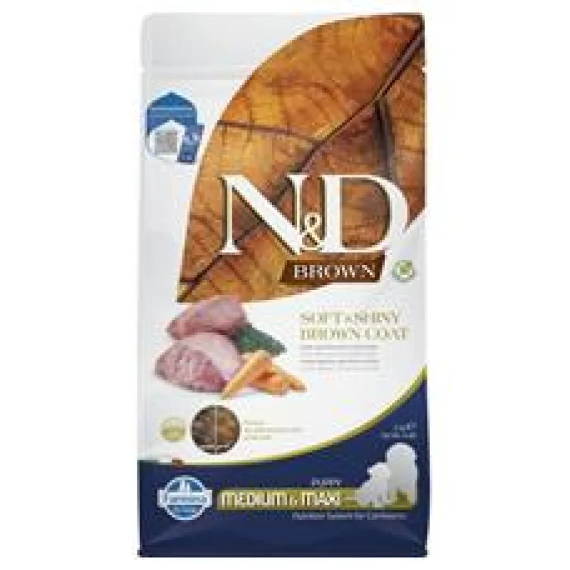 N&D BROWN Dog GF Lamb, Spirulina & Carrot Puppy Medium & Maxi 2,5kg