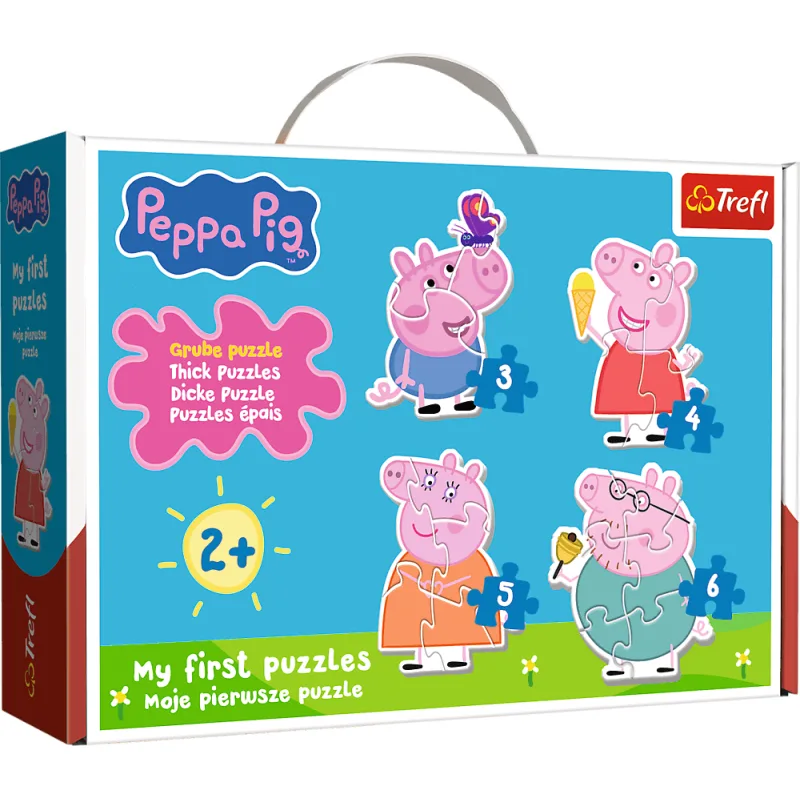 Moje prvé puzzle Trefl Baby 4v1 Prasátko Peppa: Medzi priateľmi 3,4,5,6 dielikov