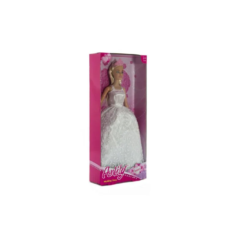 Teddies Bábika v šatách nekĺbová plast 28cm asst 3 farby v krabici 14x32x5cm