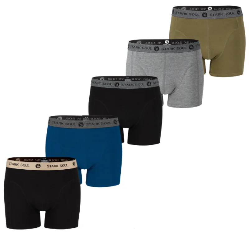 Prémiové Pánske Bavlnené Boxerky Stark Soul® priliehavý strih 5pack - mix farieb, darčekové balenie XL