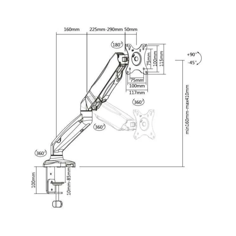 TB držiak plynový na monitor TB-MG1 27 palcov 8kg (TB-MG1)