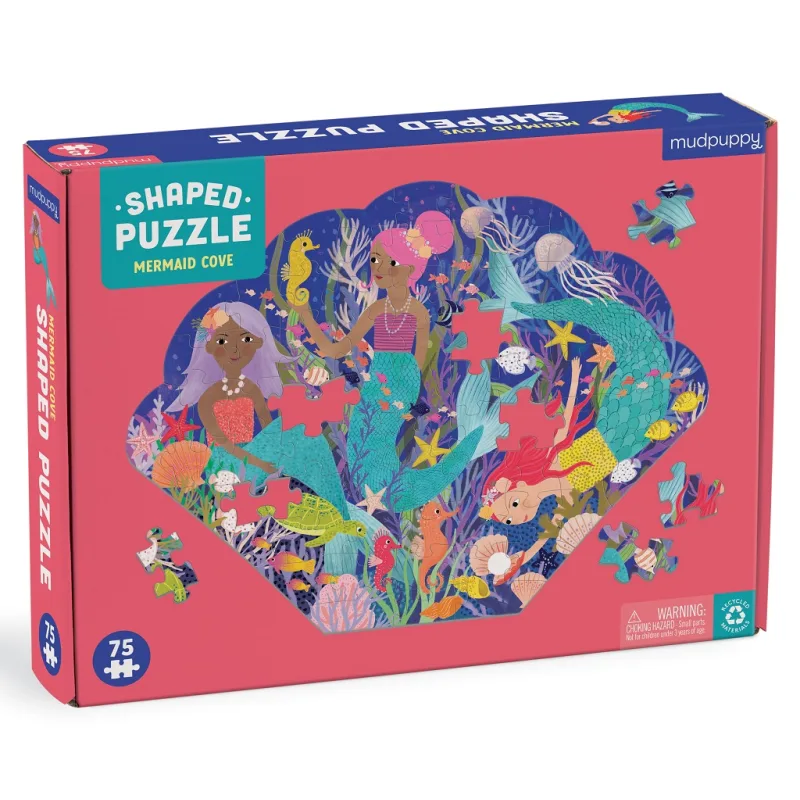 Mudpuppy Mudpuppy Zátoka mořských víl - puzzle ve tvaru mušle 75 dílků Poškozený obal