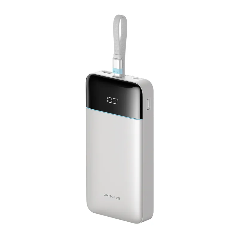 Powerbanka Cuktech LPB252N 120W 25000mAh so vstavaným káblom USB-C – biela