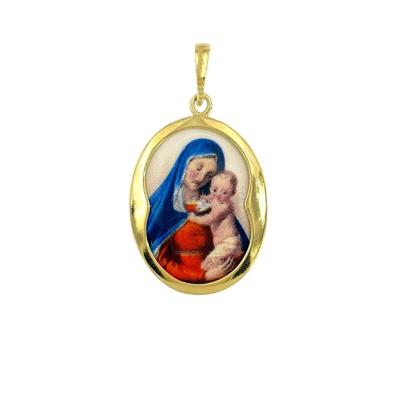 Prívesok madonka s Ježiškom pozlátená
