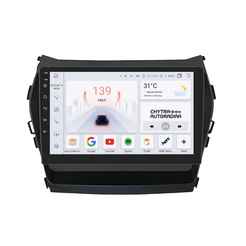 HIZPO KXIX459001 Autorádio 9“ Android pro Hyundai Santa Fe ix45 Model: S9006 (6+64GB) CHRKXIX459001_S9006