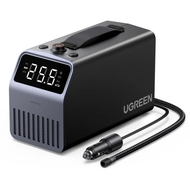 Ugreen 150 PSI 12V elektrická pumpa na pneumatiky do auta s digitálnym displejom – šedá