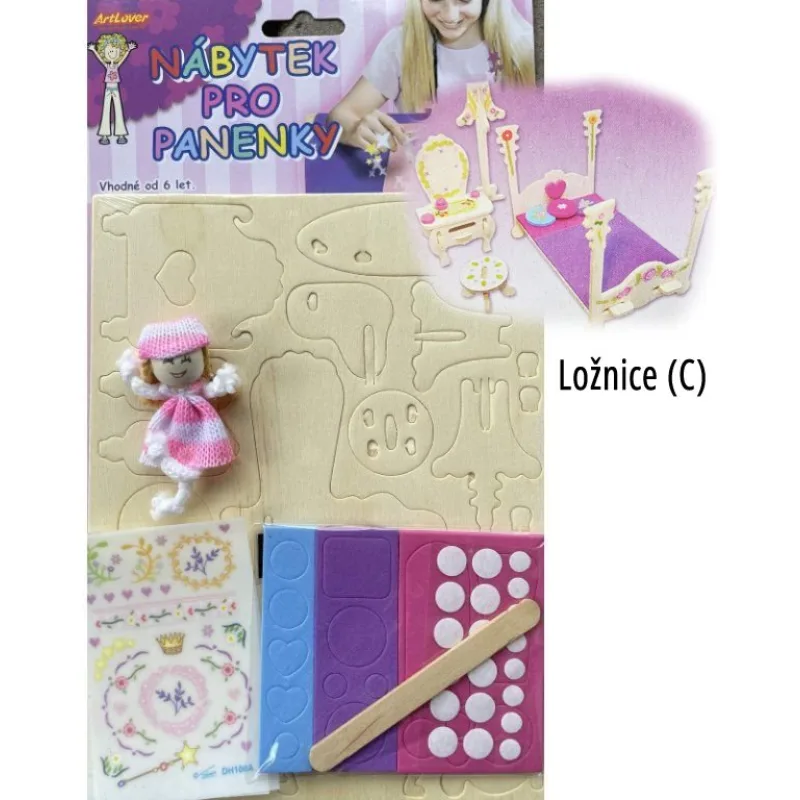 3D drevené puzzle s bábikou ARTLOVER Nábytok: Spálňa