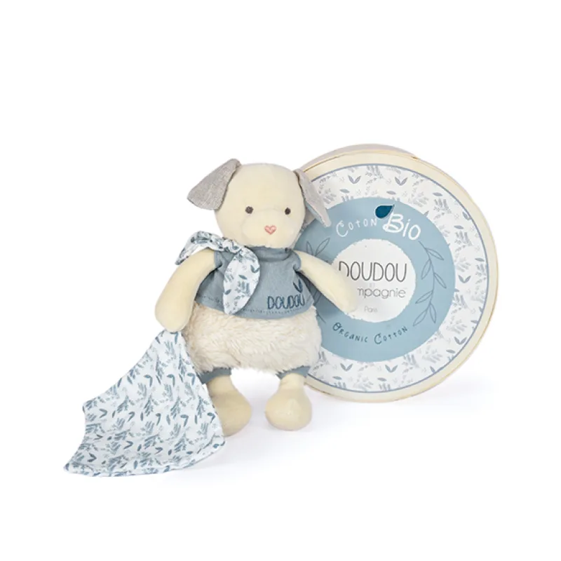 Doudou et Compagnie Paris Doudou Darčeková sada - Plyšový psík s dečkou z BIO bavlny 22 cm