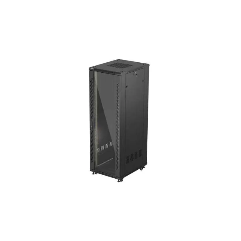 19" VOĽNE STOJÚCA RACKOVÁ SKRIŇA 37U/600X800 (FLAT PACK) S PRESKLENÝMI DVERAMI ČIERNA LANBERG (FF01-6837-12B)