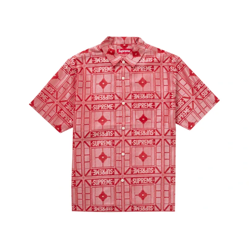 Supreme Tray Jacquard S/S Shirt Red - M