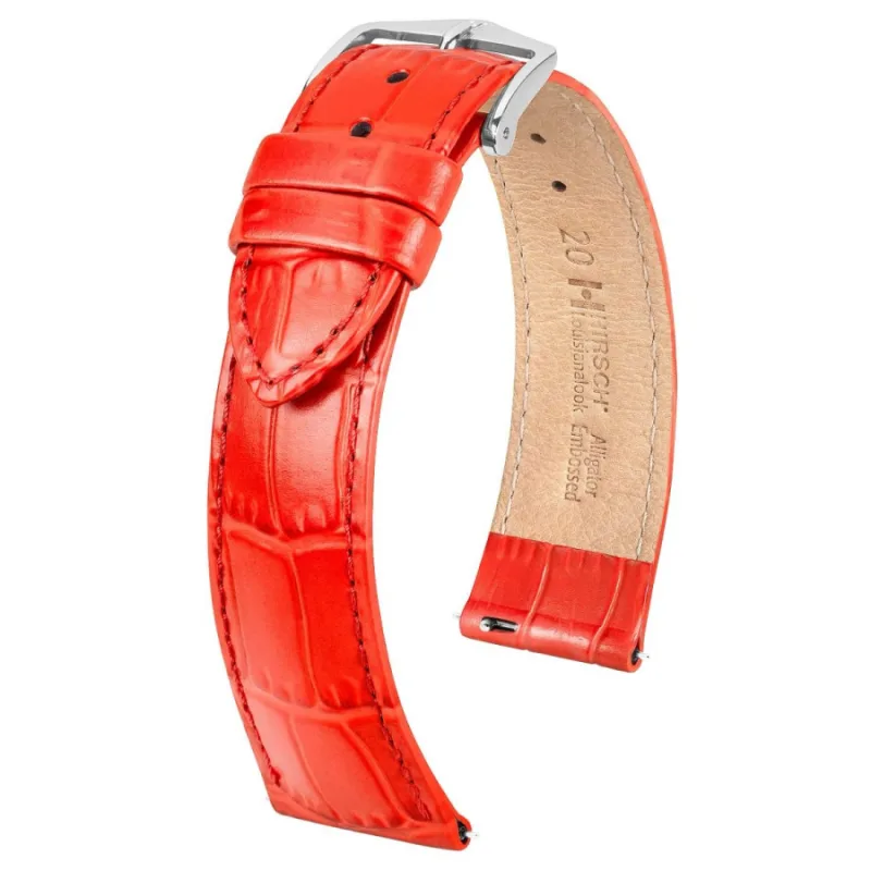 Louisianalook L - Kožený remienok na hodinky 22 mm červený HIRSCH 03427020-2-22