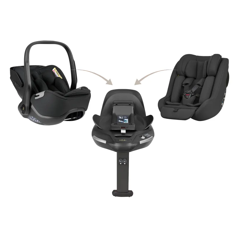 KikkaBoo Set i-Class 360 i-SIZE Autosedačka 40-87cm + Autosedačka 40-105cm + Základňa otočná Noir