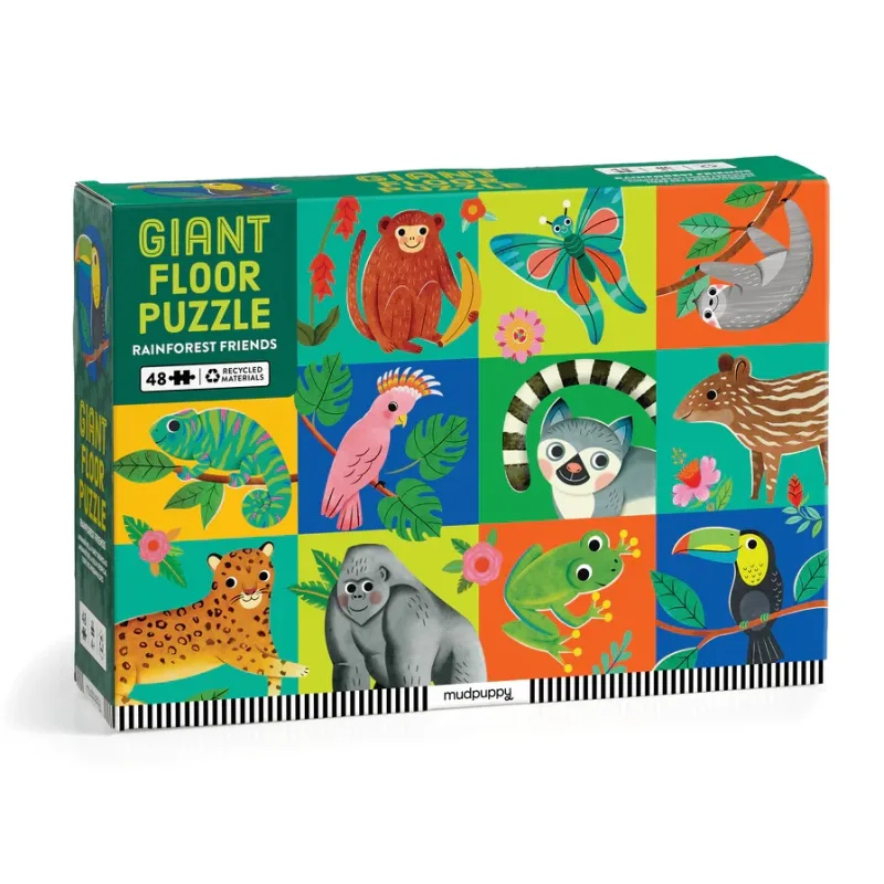 Mudpuppy Mudpuppy Veľké podlahové puzzle Kamaráti z dažďového pralesa 48 dielikov