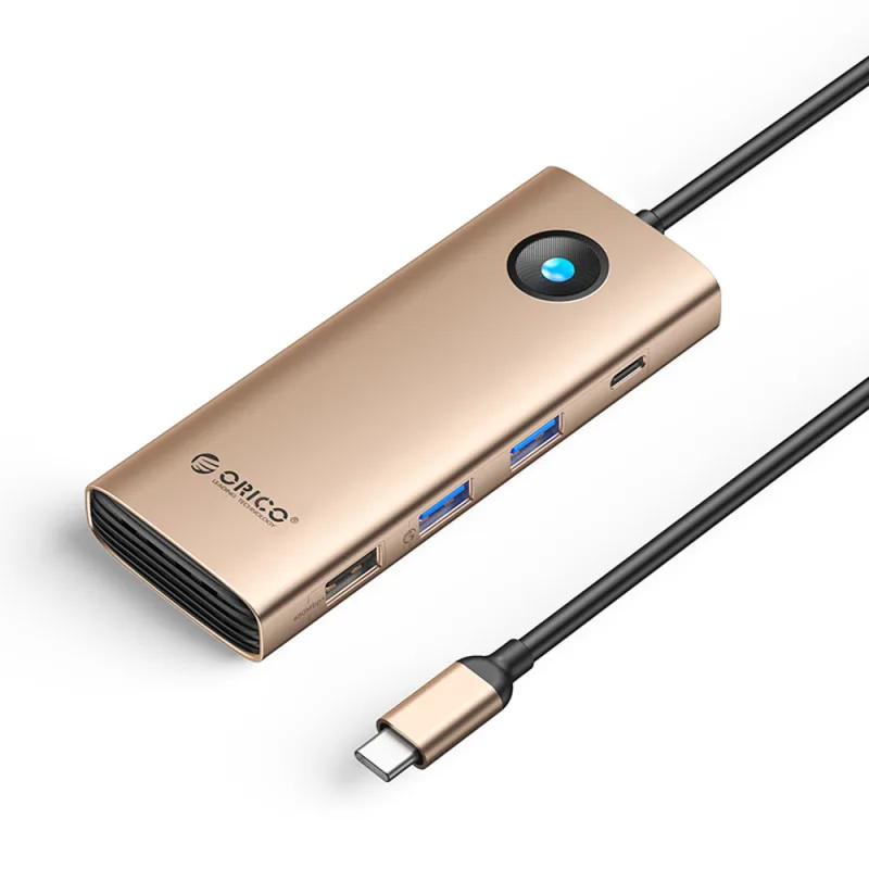 Orico PW11 8v1 USB-C dokovacia stanica 2x USB-A 3.0 1x USB-A 2.0 1x USB-C 3.0 1x USB-C PD 100W 1x HDMI 4K 60Hz 1x VGA 1080P 60Hz 1x RJ45 Gigabit Ether