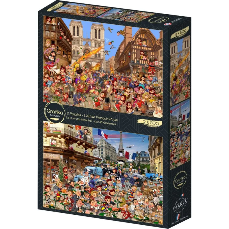 Puzzle Grafika 2x500 dielikov Umenie Françoise Ruyera: Dvor zázrakov – Tridsať slávnych rokov