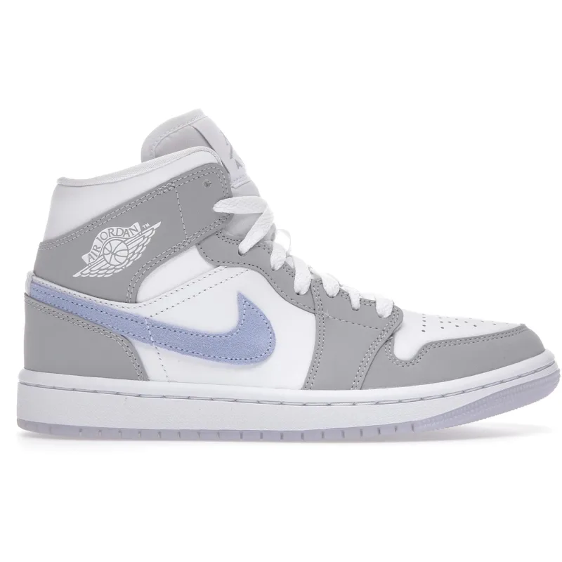 Air Jordan 1 Mid Wolf Grey Aluminum Blue (Women's) - 37.5