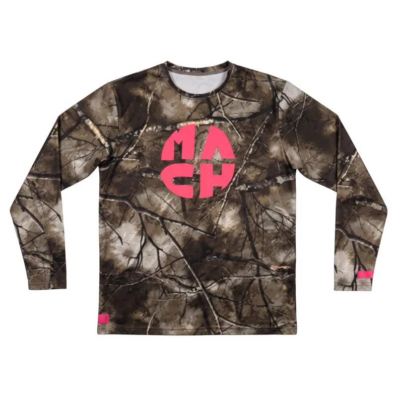 Mach Designs Real Tree Camo Iconic Pink Logo Long Sleeve Green - XXL