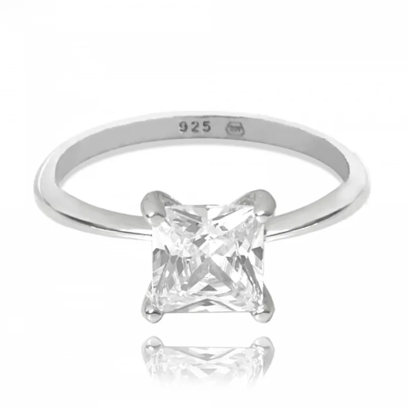 Strieborný prsteň s veľkým bielym zirkónom MINET JMAN0310SR, 53