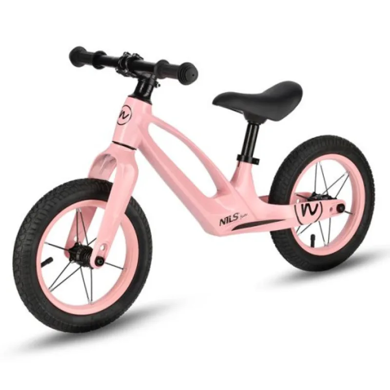 Nils Fun RB901 Dětské odrážedlo 12", pumpovatelná kola s LED, růžové
