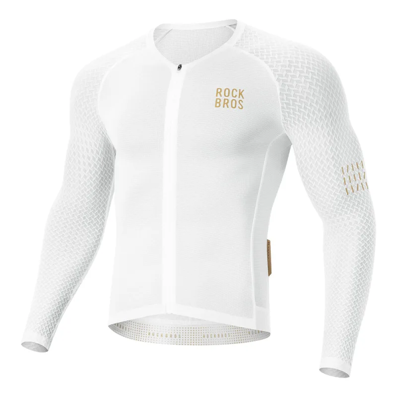 Rockbros YDCX008 Diamantový cyklistický dres s dlhým rukávom, veľkosť L - biely