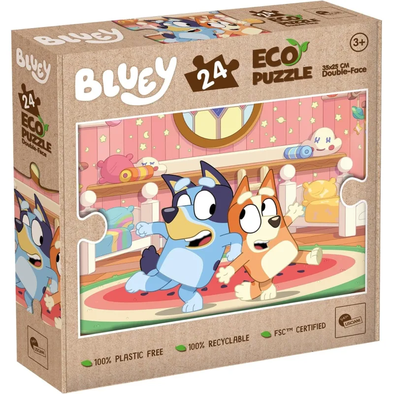 Oboustranné ECO puzzle Lisciani 24 dílků Bluey a Bingo (s omalovánkou)