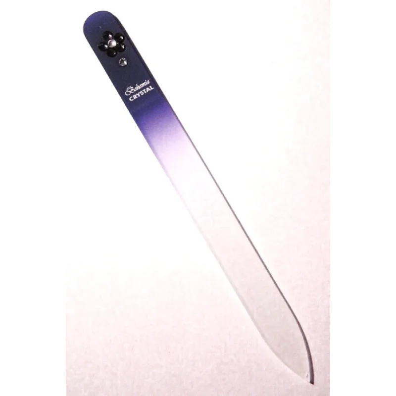 BOHEMIA CRYSTAL Sklenený pilník na nechty Swarovski - 140mm - modrý