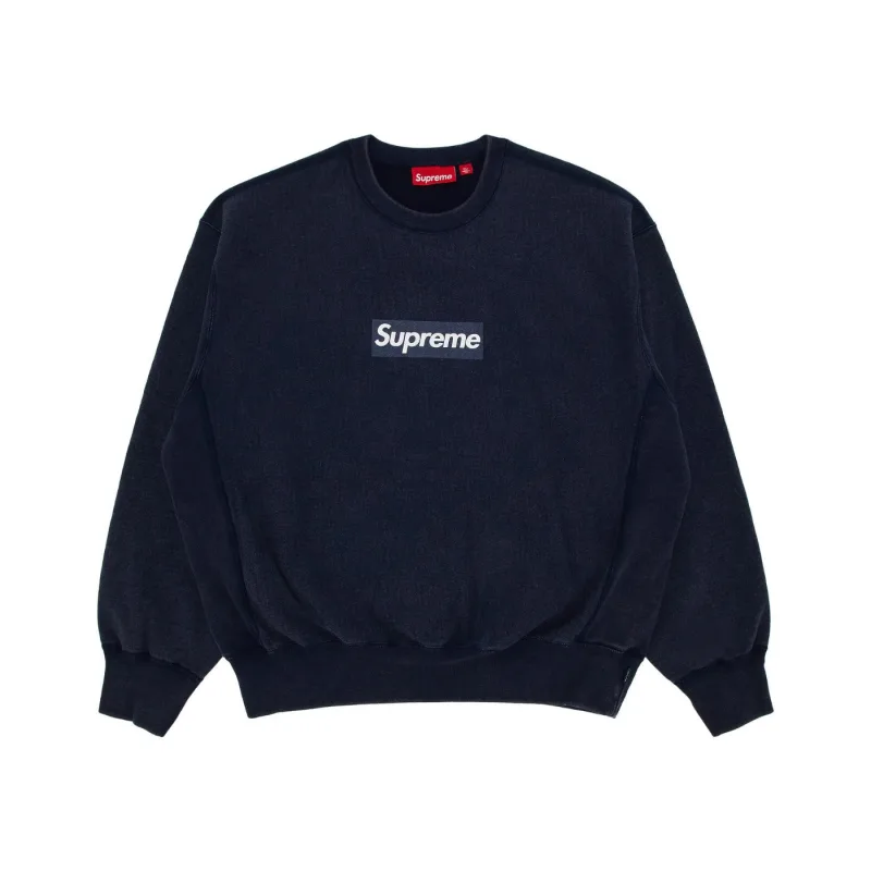 Supreme Washed Box Logo Crewneck Navy Blue - XL