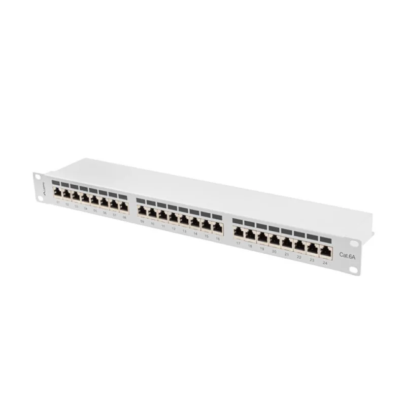 LANBERG PATCH PANEL 24 PORTŮ 1U 19" CAT.6A FTP STÍNĚNÝ ŠEDÝ PPSA-1024-S