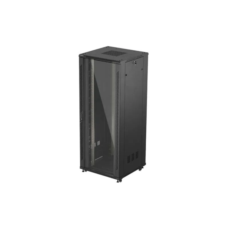19" VOLNĚ STOJÍCÍ RACKOVÁ SKŘÍŇ 42U 800X800 ČERNÉ SKLENĚNÉ DVEŘE LANBERG (PLOCHÉ BALENÍ) FF01-8842-12B