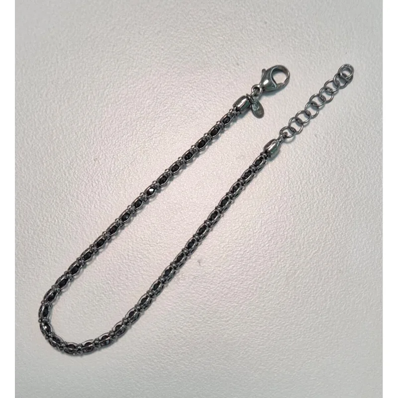 Stříbrný náramek s onyxy ruthenium dĺžka náramku 17+3cm