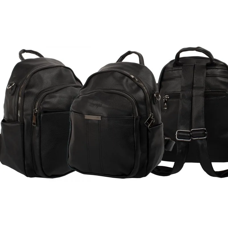 dariya® Štýlový unisex batoh na voľný čas s kovovými zipsami - čierny Veľkosť: UNI