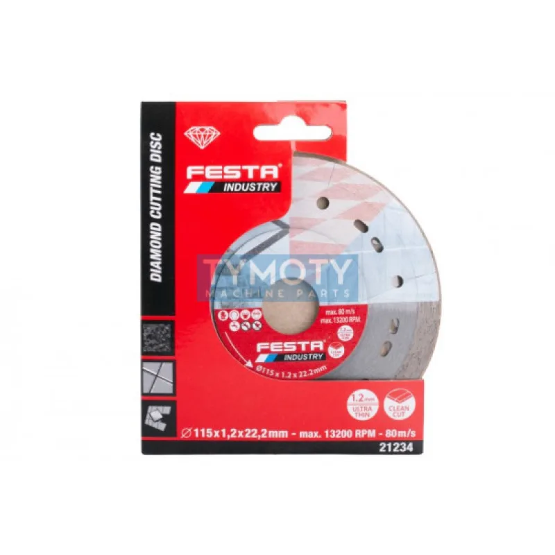 Kotúč diamantový rezný plný 115x1,2x22,2 mm, FESTA INDUSTRY 21234