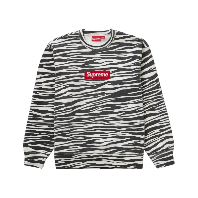Supreme Box Logo Crewneck Zebra White Black (FW22) - XL