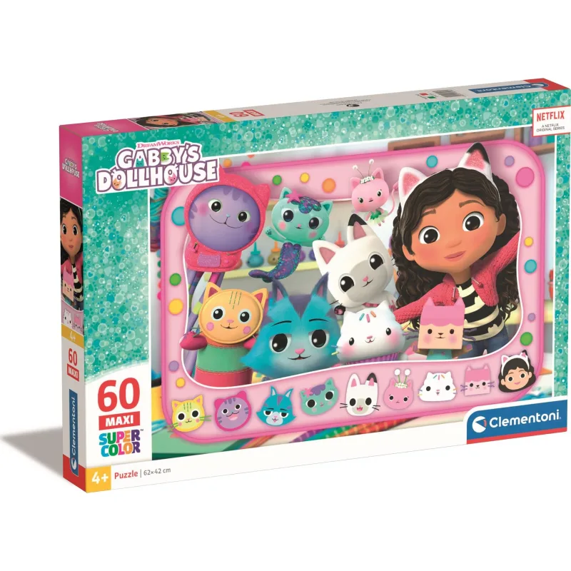 Clementoni Puzzle Gábinin kúzelný domček: Gábi a mačičky MAXI 60 dielikov