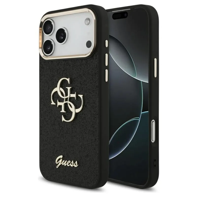Guess PU Fixed Glitter 4G Metal Frame kryt iPhone 17 Pro Max čierny…