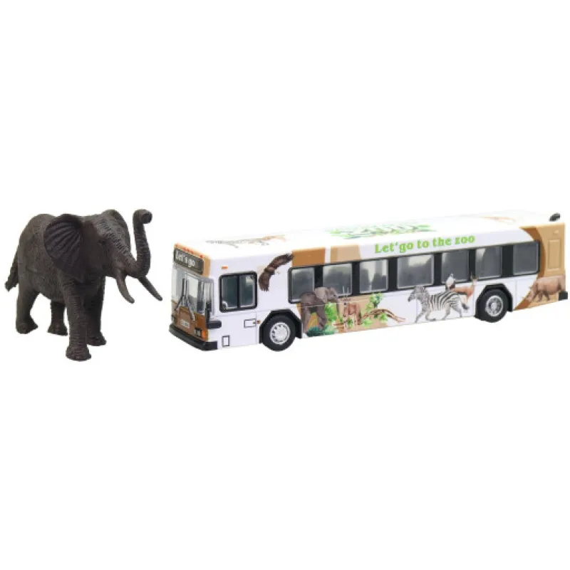 Made Bílý autobus safari se zvířátkem, 24cm