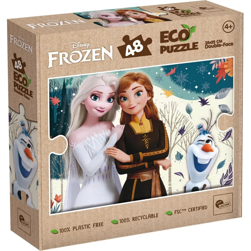 Oboustranné ECO puzzle Lisciani 48 dílků Ledové království (s omalovánkou)