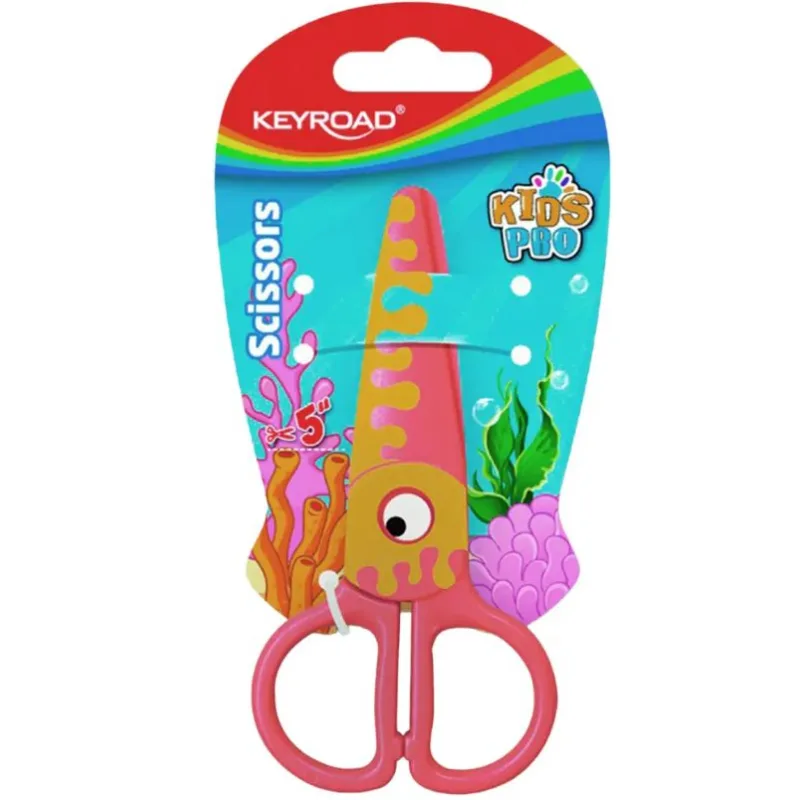 Školské nožnice KEYROAD, 12 cm, blister, motív Ryba, oranžové