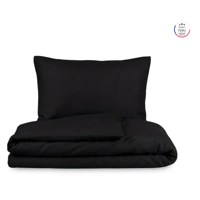 Bavlnené obliečky – jednofarebné 100 % bavlna Čierne 200x220/2x70x90 cm