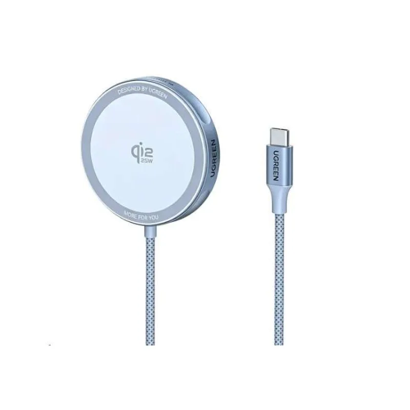 UGREEN magnetická bezdrátová nabíječka MagFlow Qi2.2 25W, MagSafe, stříbrná (55959)
