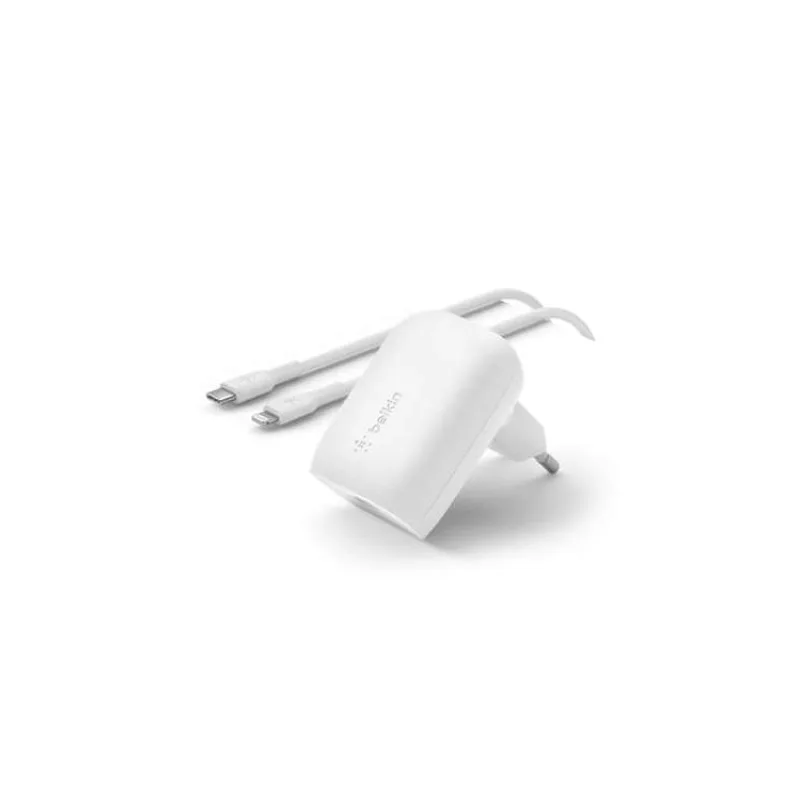Belkin 30W PD 3.0 PPS USB-C Wall Charger + USB-C/Lightning kábel 1m - White (WCA005vf1MWH-B5)