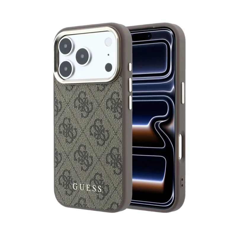 Guess PU Leather 4G Gold Frame MagSafe kryt iPhone 18 Pro hnedý…