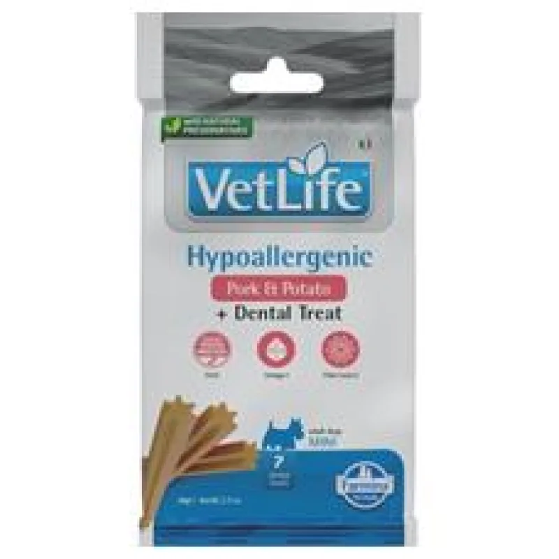 Vet Life Dog Dental Snack Hypoallergenic Pork Adult Mini 60g
