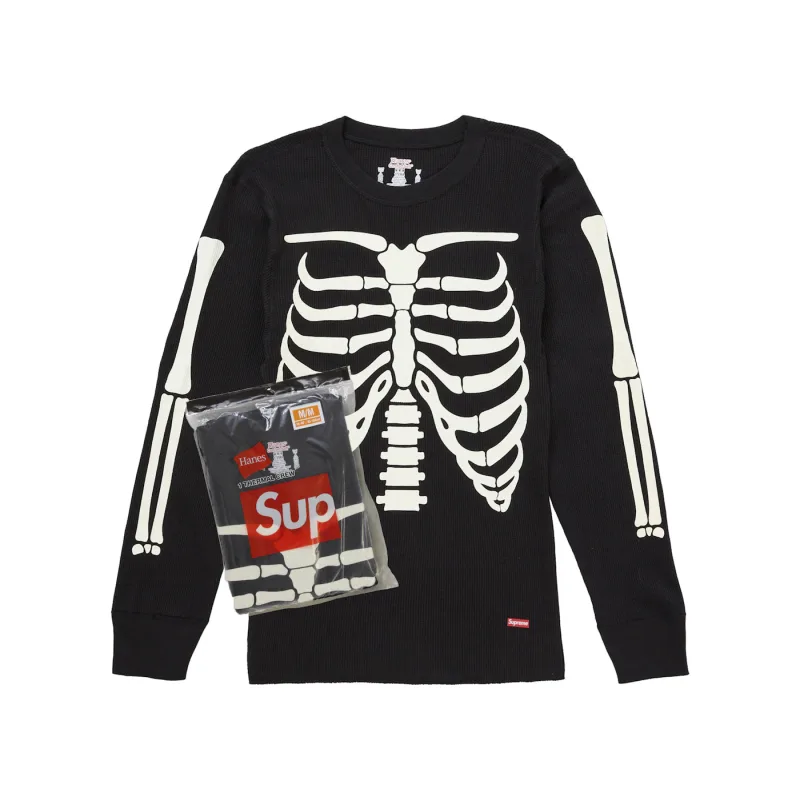 Supreme Hanes Bones Thermal Crew (1 Pack) Black - XL
