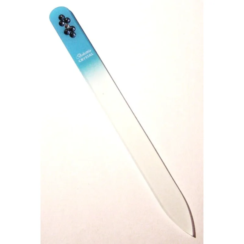 BOHEMIA CRYSTAL Sklenený pilník na nechty Swarovski - 140mm - sv. modrý