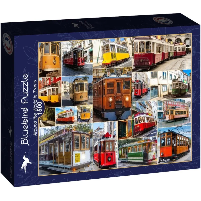 Puzzle Bluebird 1500 dielikov Cesta okolo sveta v električkách