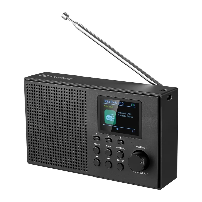 NONAME Sandberg Speaker Radio DAB+BT Recharge, přenosné DAB+/FM rádio s Bluetooth, černá 421-39