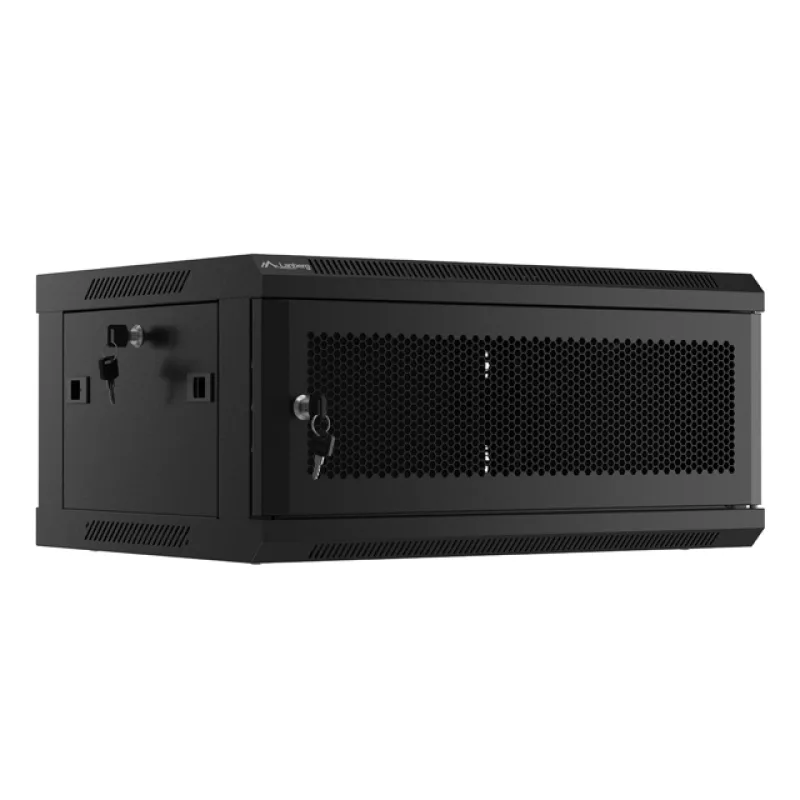 LANBERG RACKOVÁ SKŘÍŇ 19" NÁSTĚNNÁ 4U/600X450 S PERFOROVANÝMI DVEŘMI ČERNÁ (PLOCHÉ BALENÍ) WF01-6404-23B